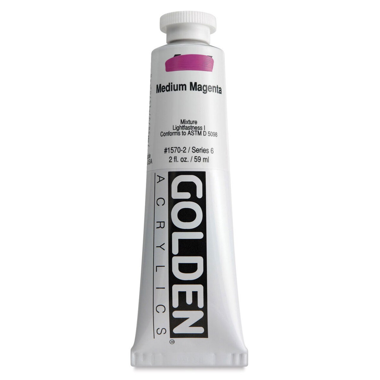 Golden Heavy Body Artist Acrylics - Medium Magenta, 2 oz Tube
